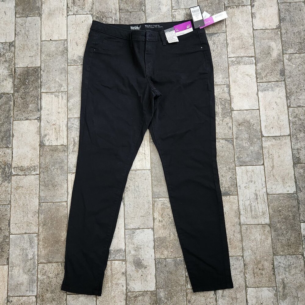 Mossimo Mid-Rise Jeggings in black, size 14